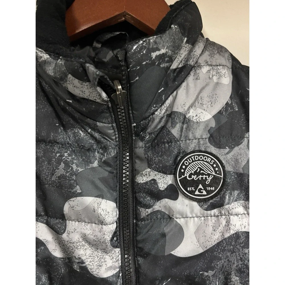 Kids Jacket Gerry Gray/Black Camo Puffer Full Zip Lined Size 10-12 Winter Coat